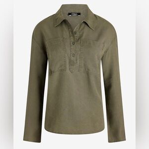 New Express Women's Half Button Up Pocket Shirt Size XL